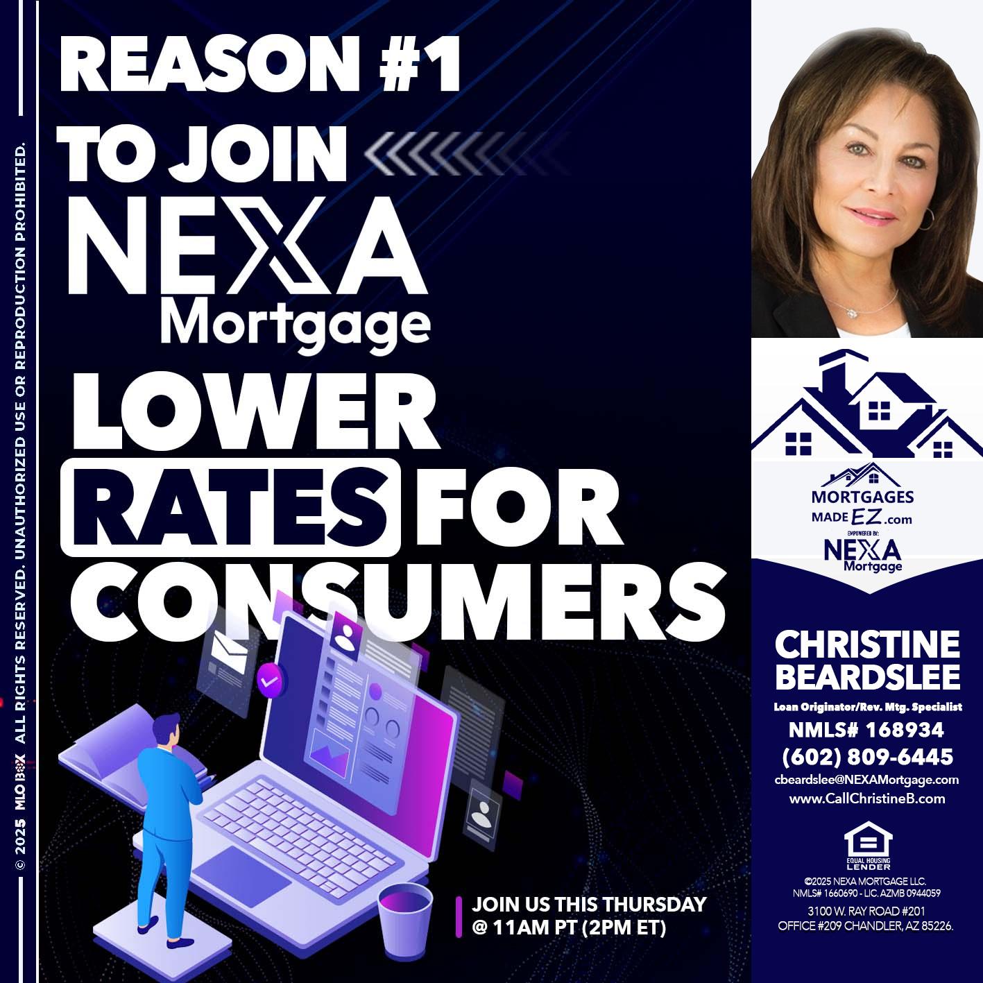 REASON 1 - Christine Beardslee -MLO/Executive Partner/National Recruiter/Faster/Easier/Better Rates