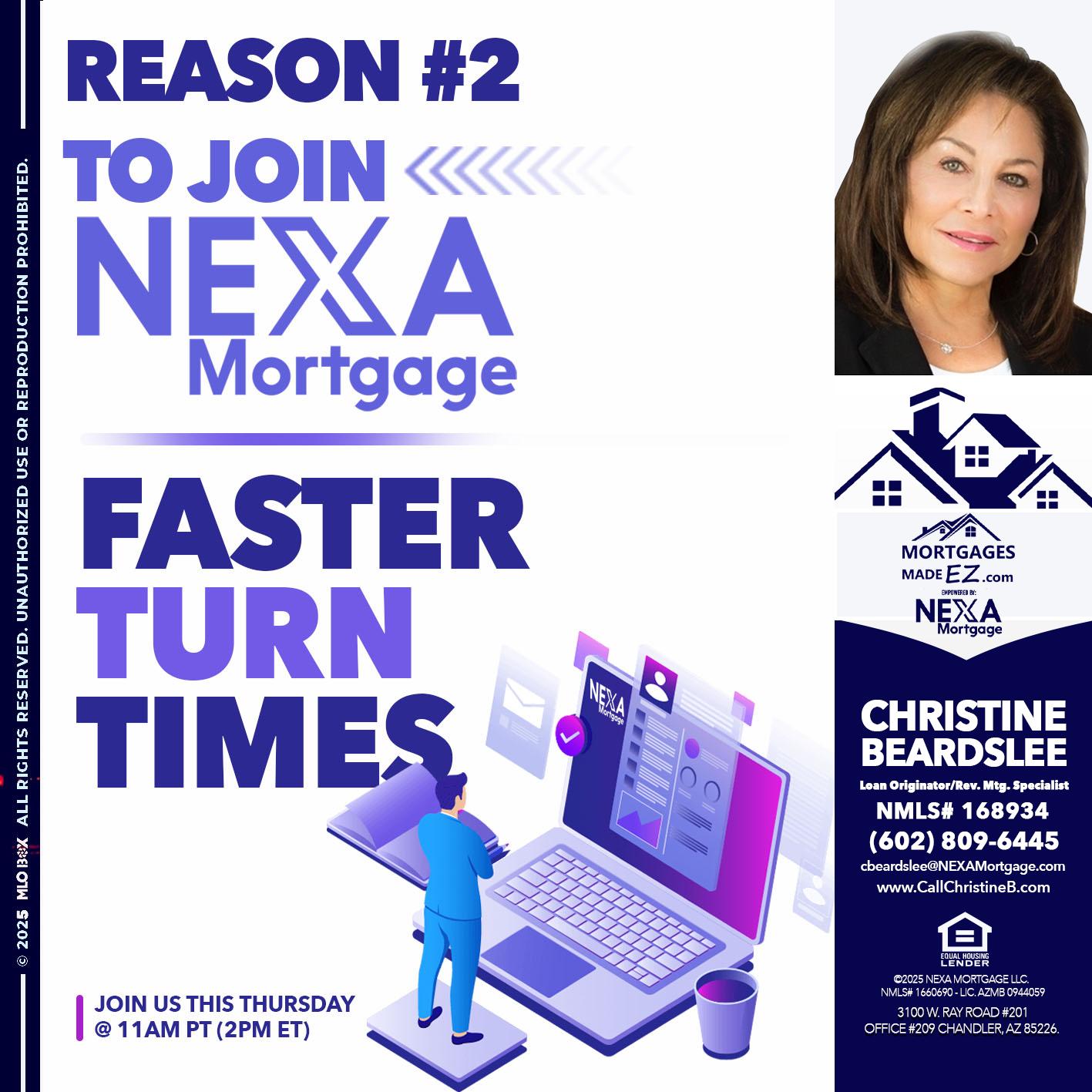 REASON 2 - Christine Beardslee -MLO/Executive Partner/National Recruiter/Faster/Easier/Better Rates