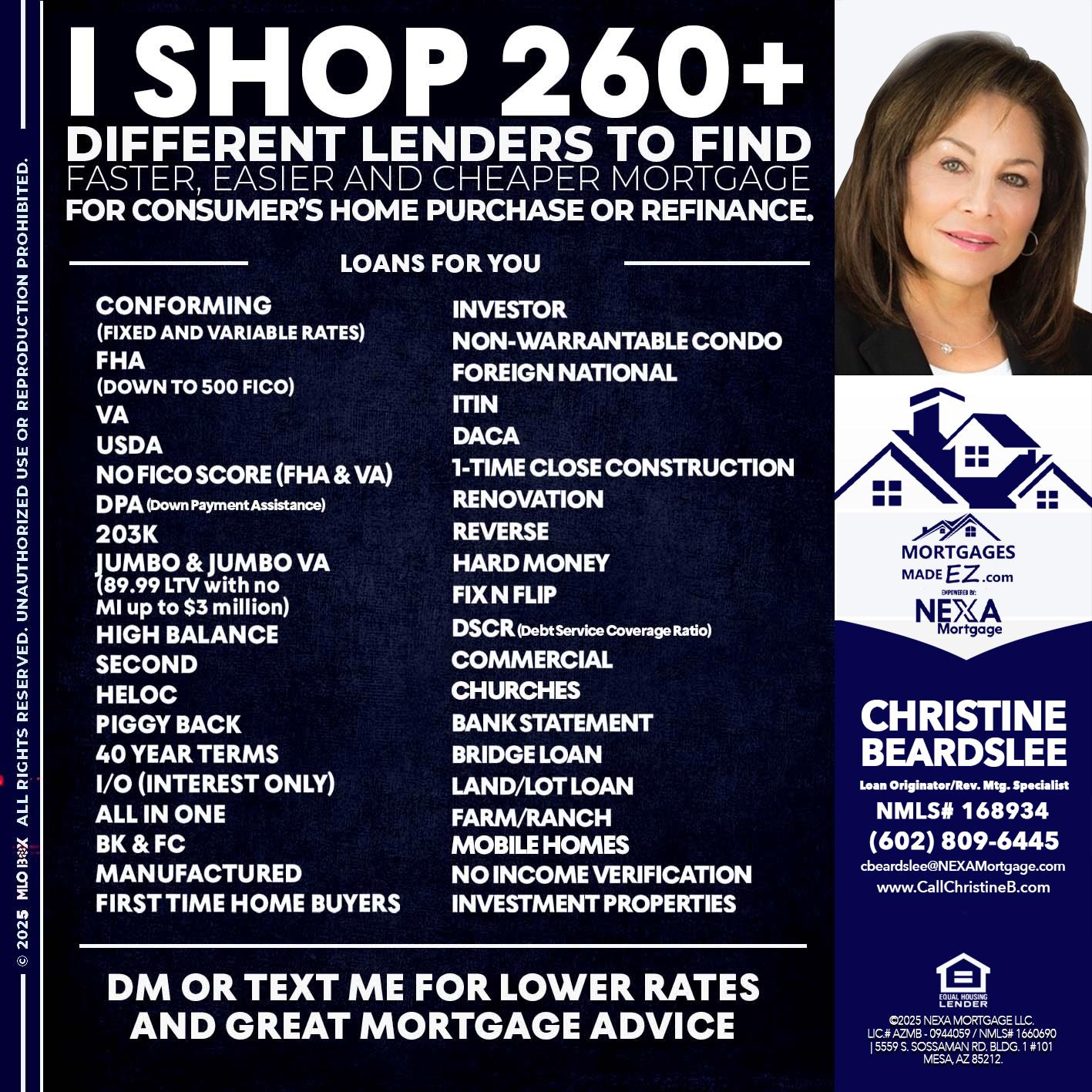 I SHOP +260 - Christine Beardslee -MLO/Executive Partner/National Recruiter/Faster/Easier/Better Rates