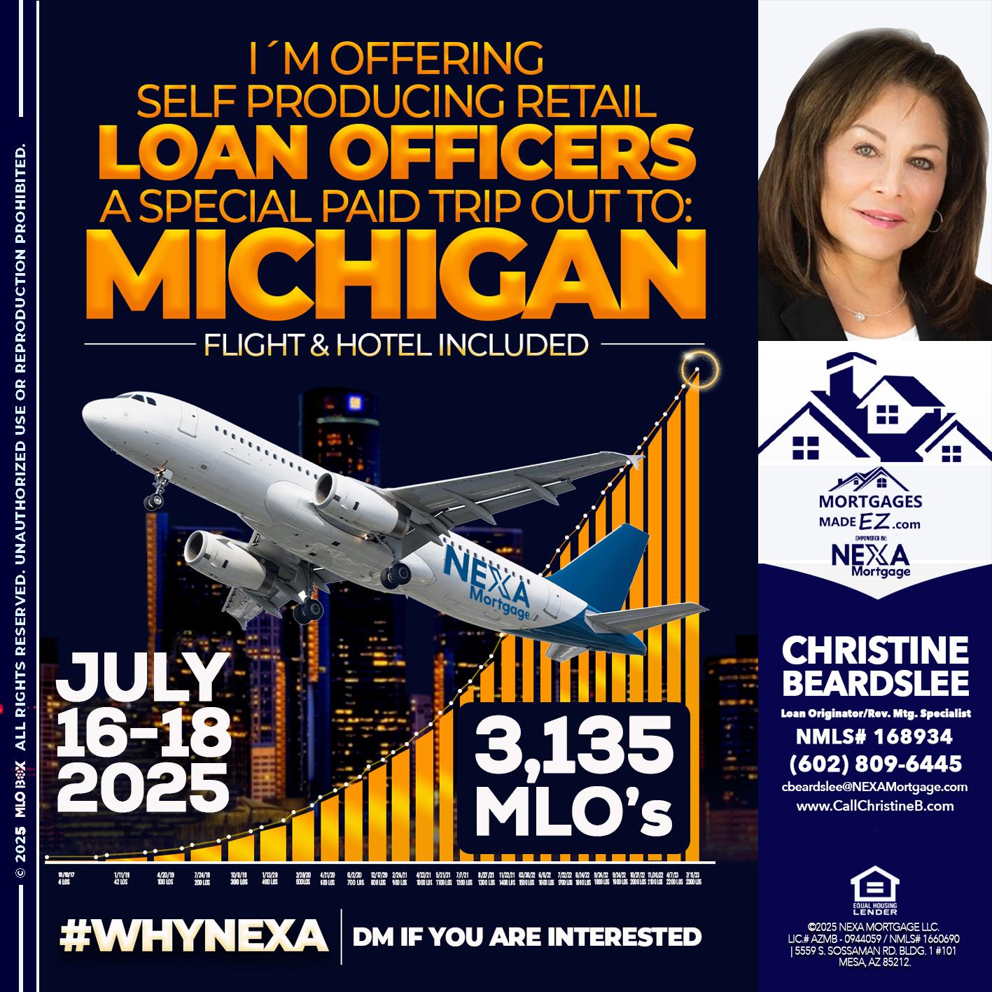 MICHIGAN TRIP - Christine Beardslee -MLO/Executive Partner/National Recruiter/Faster/Easier/Better Rates