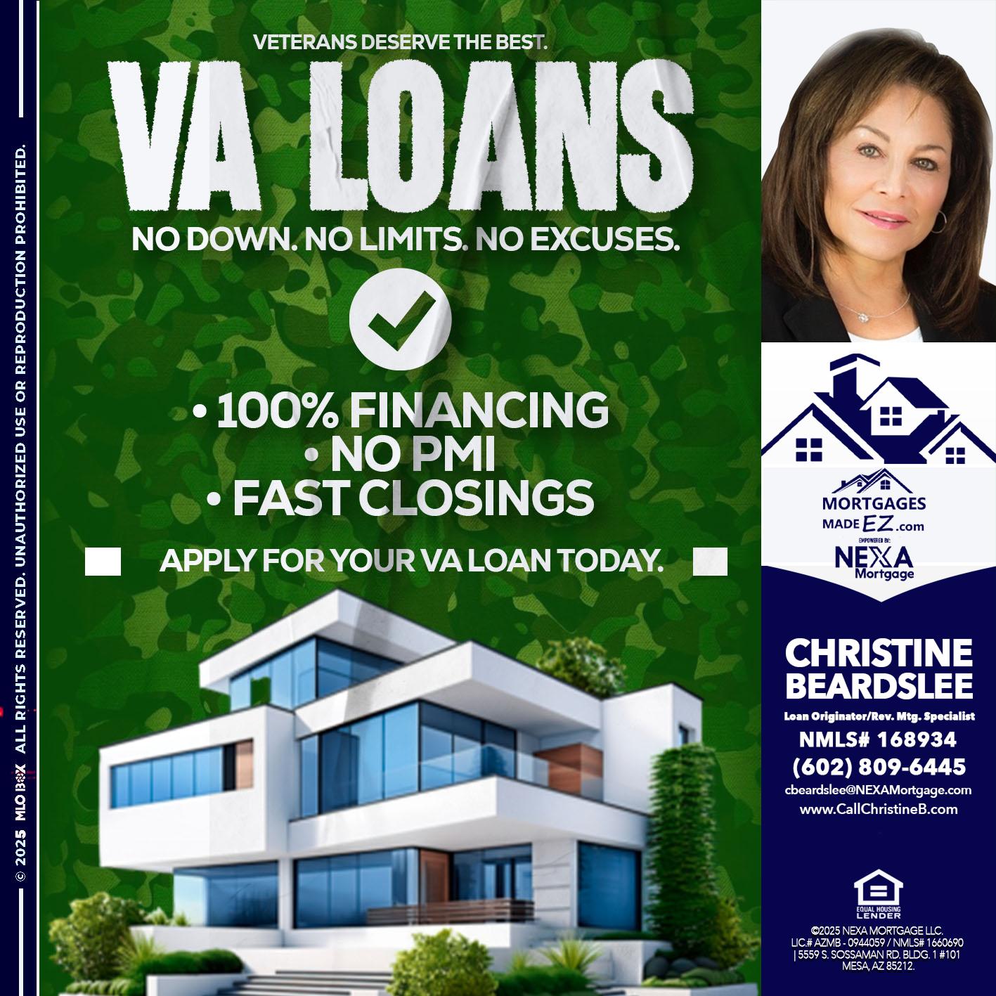 VA LOANS - Christine Beardslee -MLO/Executive Partner/National Recruiter/Faster/Easier/Better Rates