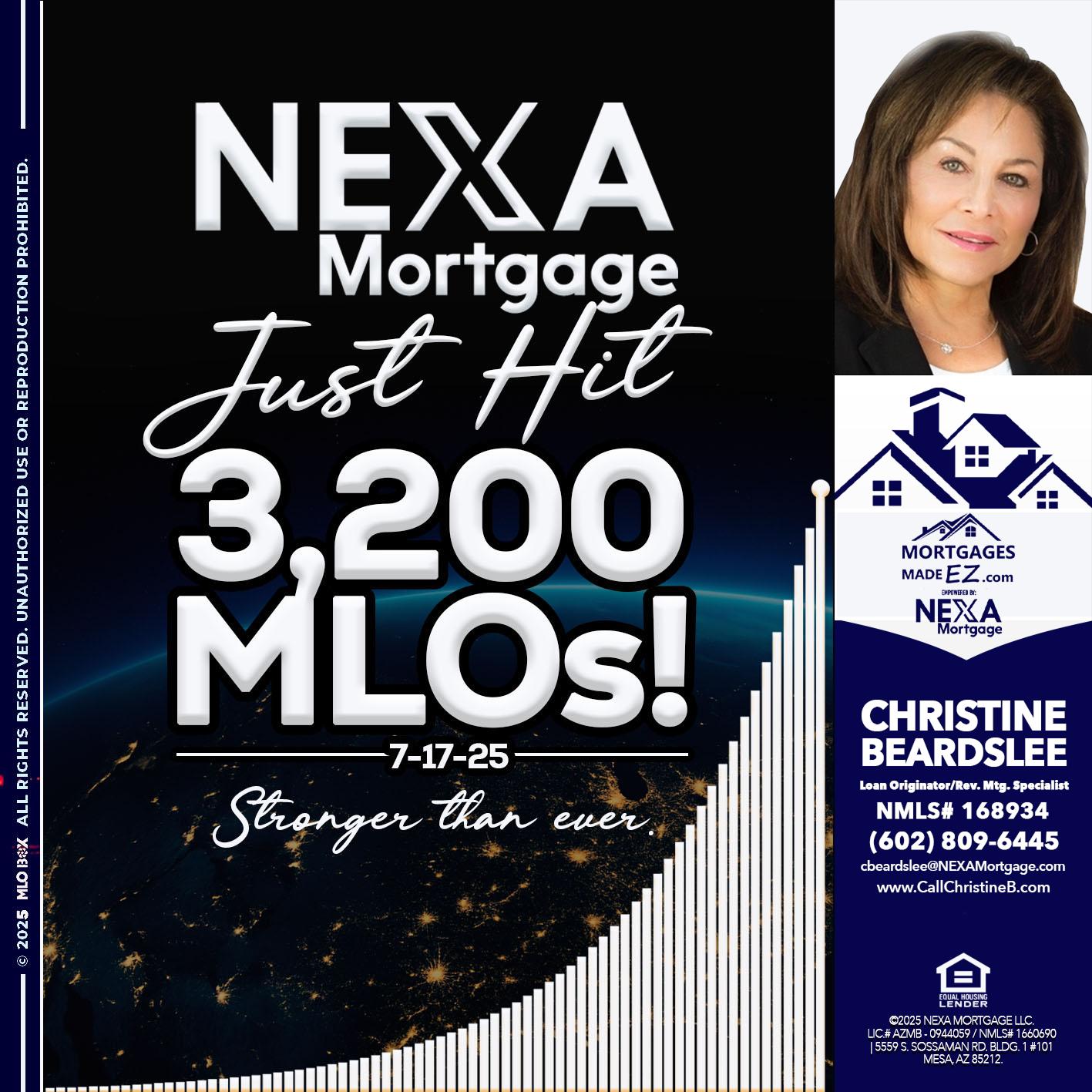 3200 MLOs - Christine Beardslee -MLO/Executive Partner/National Recruiter/Faster/Easier/Better Rates