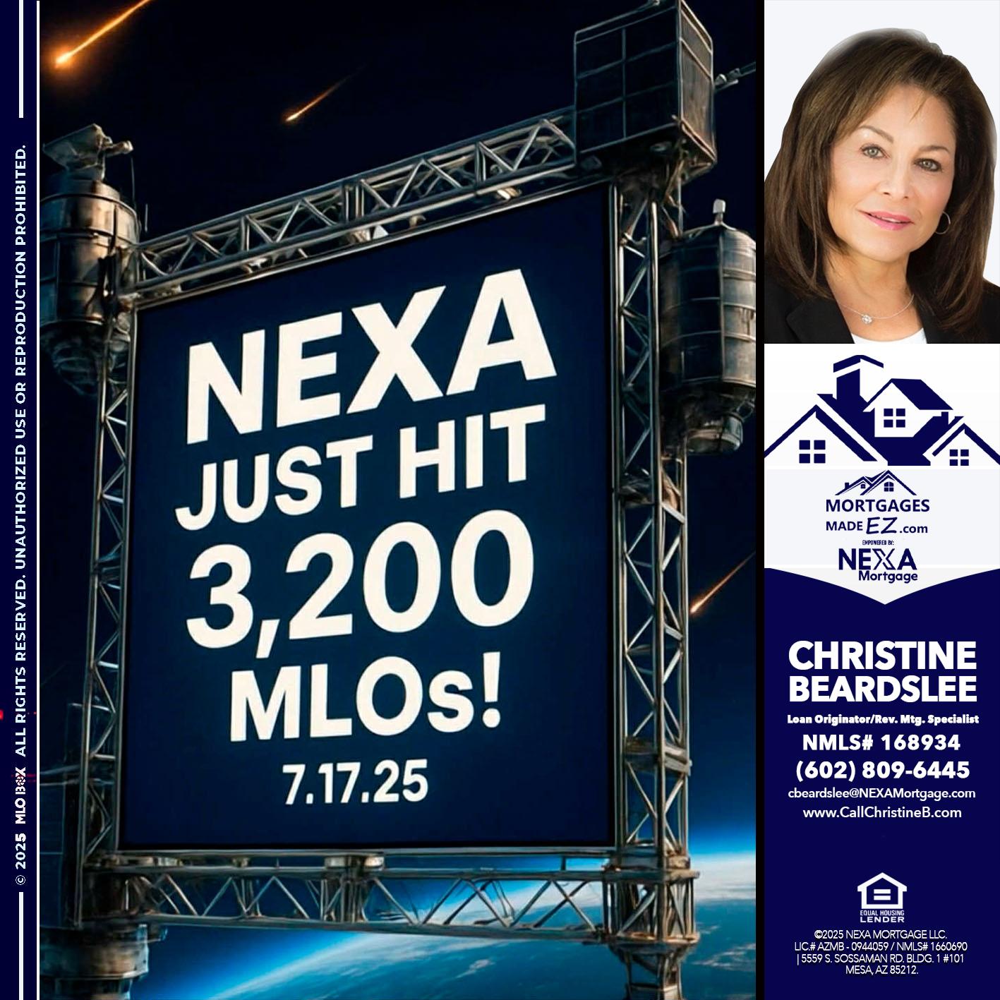 NEXA JUST HIT 3,200 - Christine Beardslee -MLO/Executive Partner/National Recruiter/Faster/Easier/Better Rates