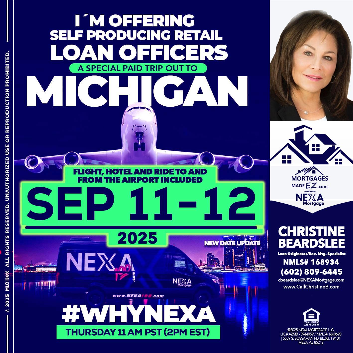 michigan sep 11-12 - Christine Beardslee -MLO/Executive Partner/National Recruiter/Faster/Easier/Better Rates