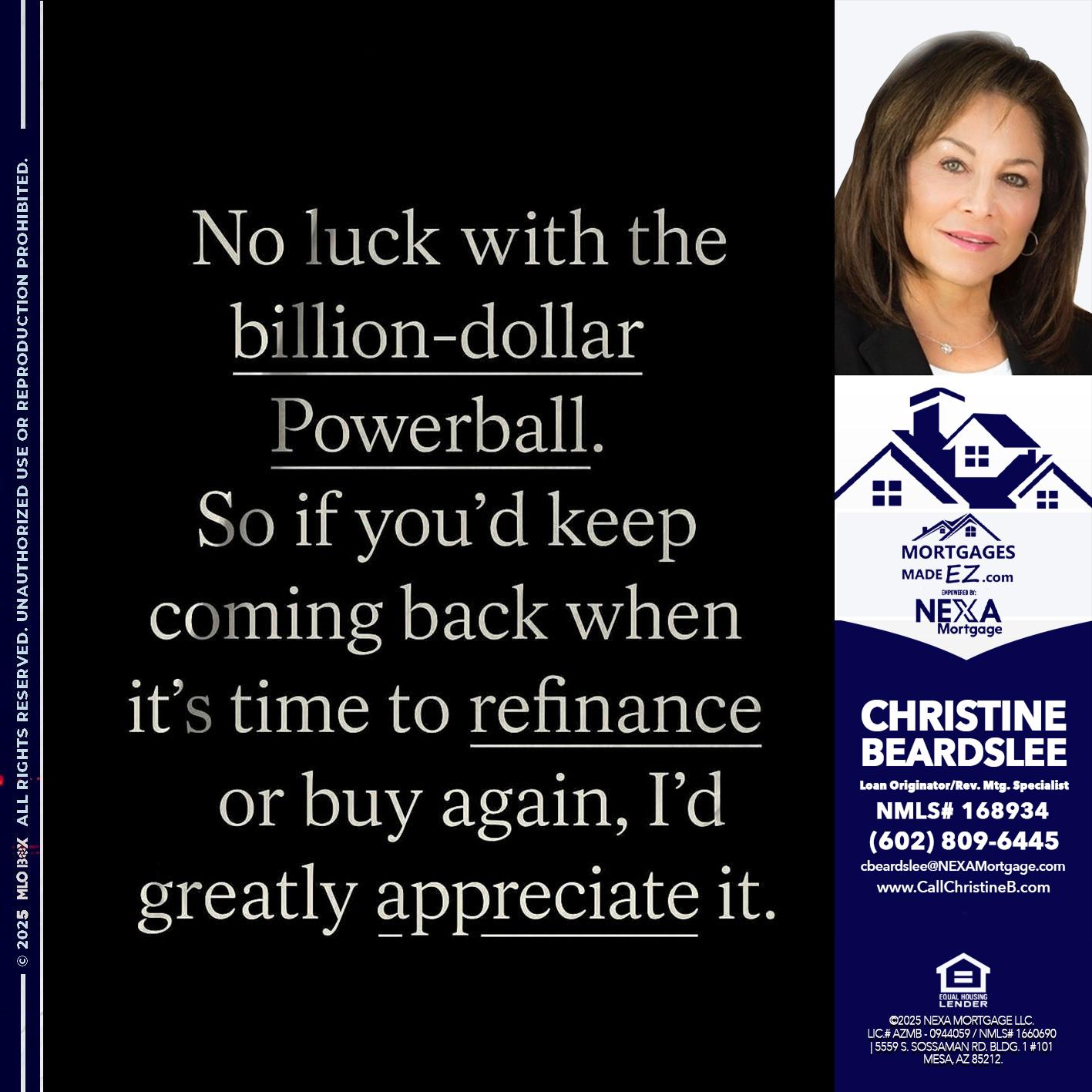 NO LUCK WITH - Christine Beardslee -MLO/Executive Partner/National Recruiter/Faster/Easier/Better Rates