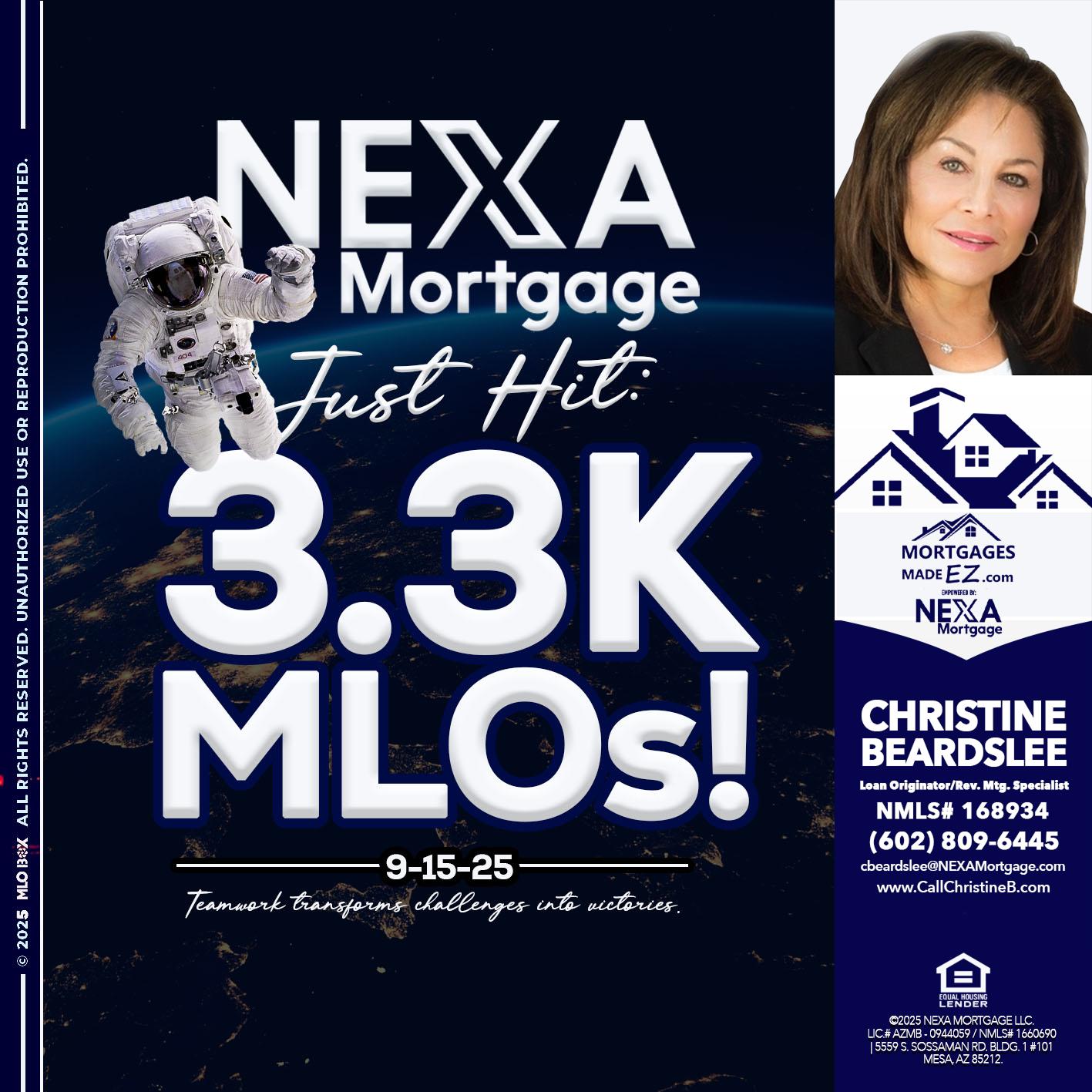 3.3K - Christine Beardslee -MLO/Executive Partner/National Recruiter/Faster/Easier/Better Rates