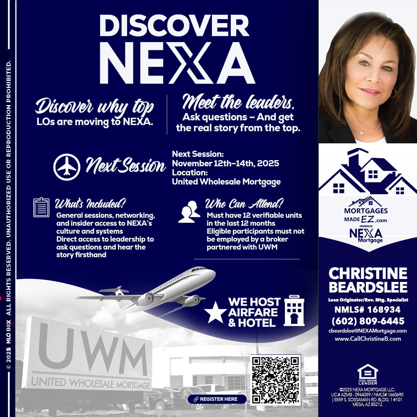 DISCOVER NEXA - Christine Beardslee -MLO/Executive Partner/National Recruiter/Faster/Easier/Better Rates