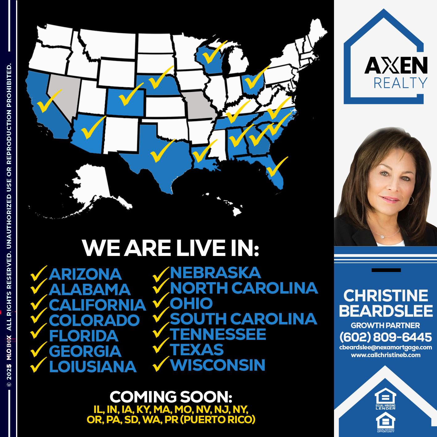 we are live in NEBRASKA - Christine Beardslee -MLO/Executive Partner/National Recruiter/Faster/Easier/Better Rates