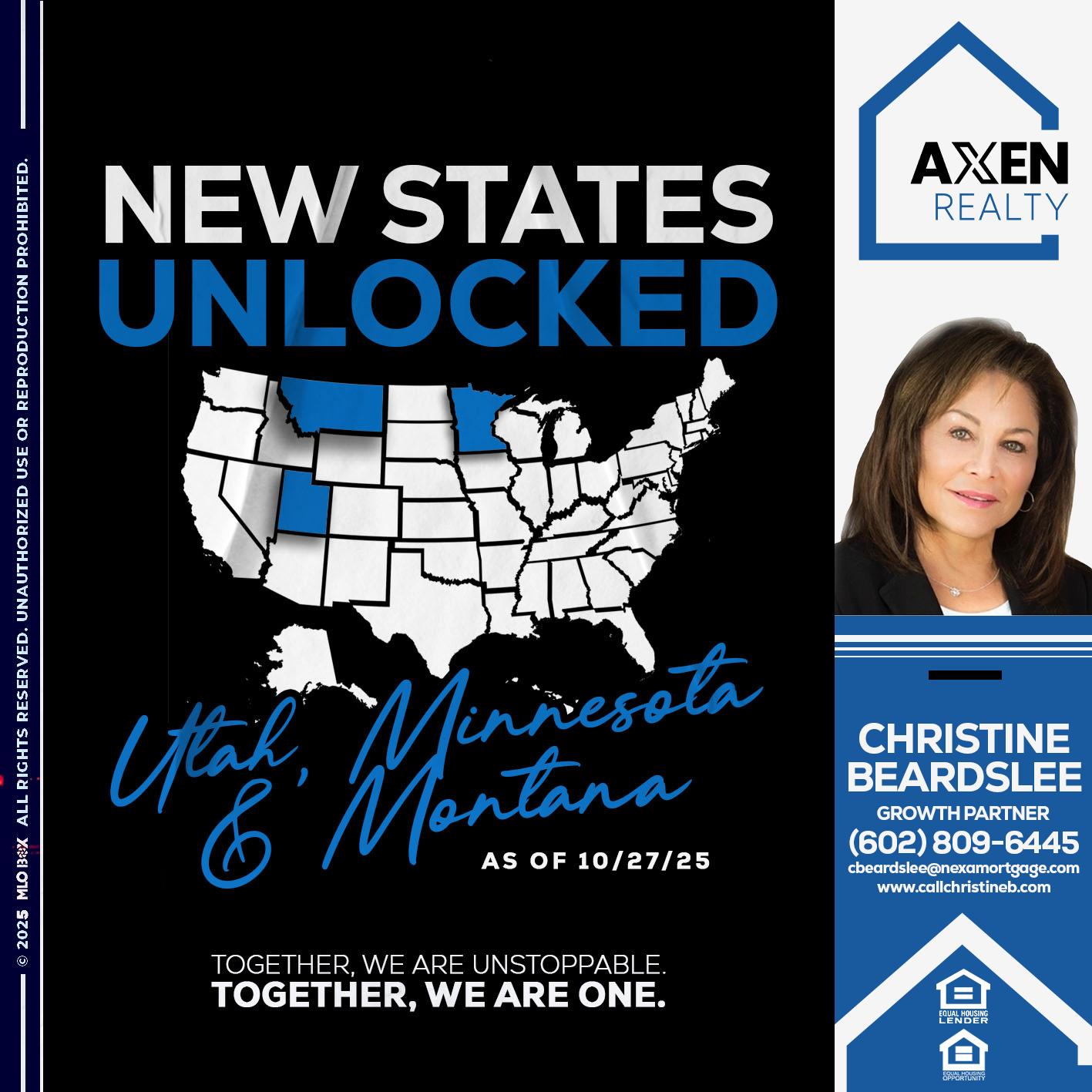 new states unlocked - Christine Beardslee -MLO/Executive Partner/National Recruiter/Faster/Easier/Better Rates
