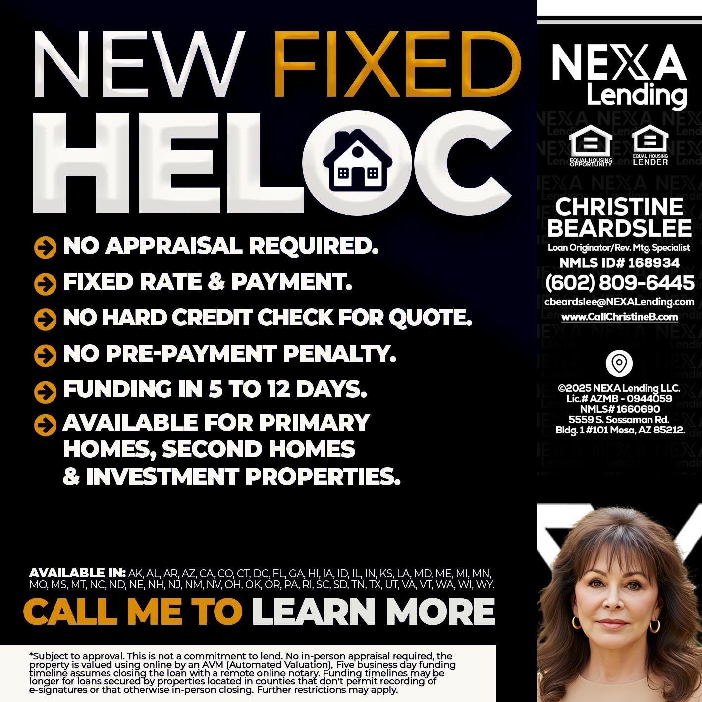 HELOC - Christine Beardslee -MLO/Executive Partner/National Recruiter/Faster/Easier/Better Rates