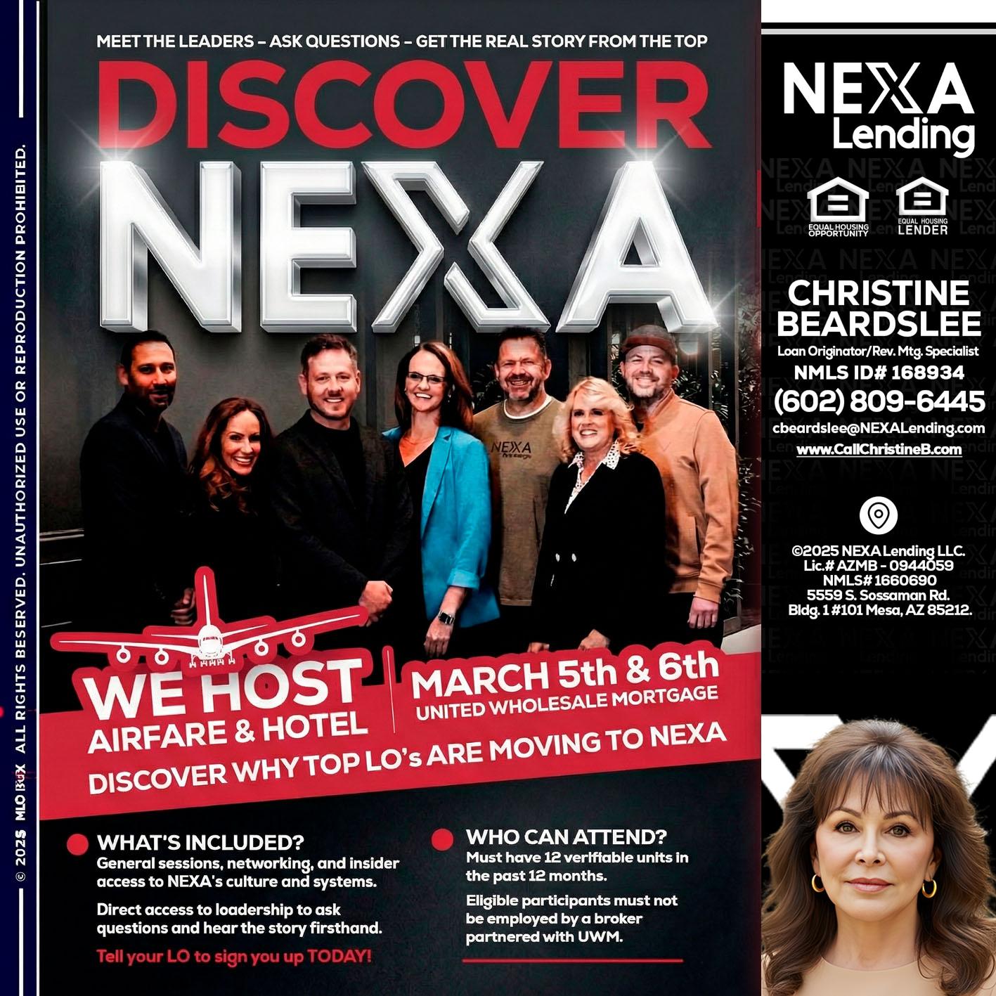 DISCOVER NEXA - Christine Beardslee -MLO/Executive Partner/National Recruiter/Faster/Easier/Better Rates