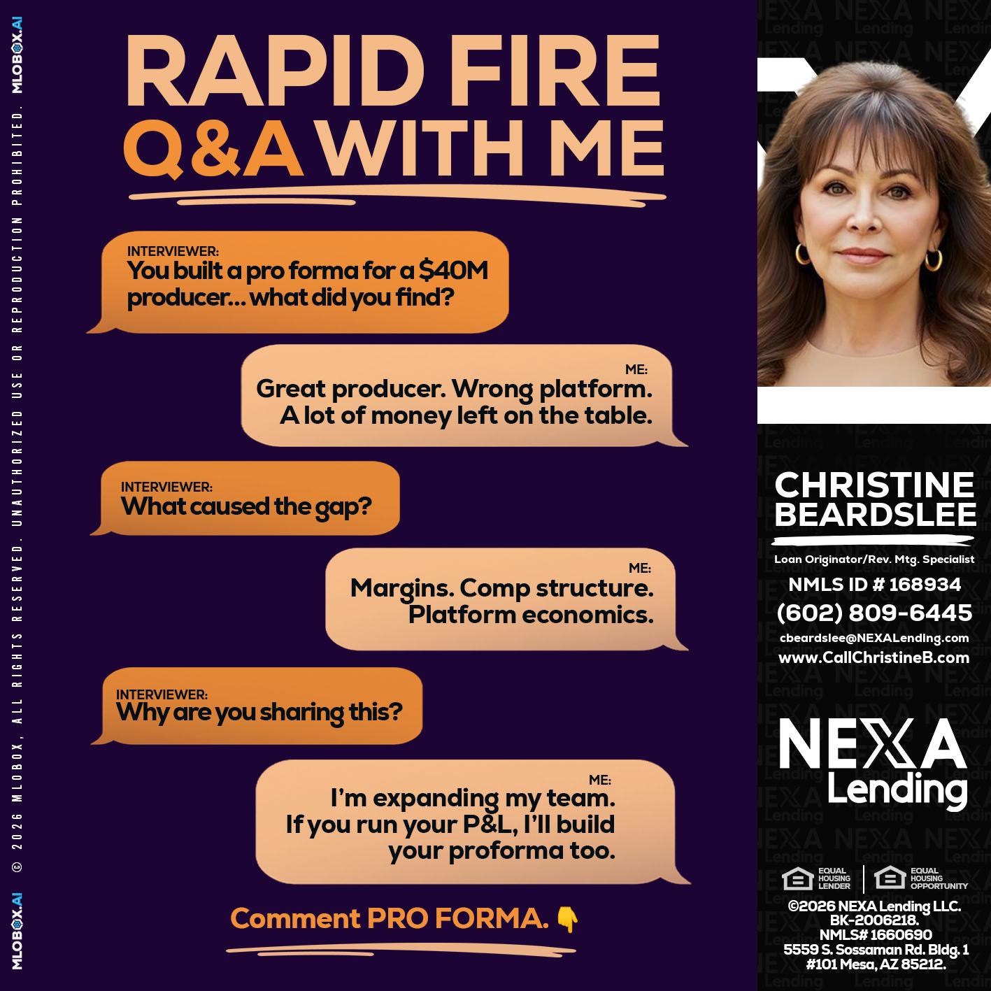 RAPID FIRE - Christine Beardslee -MLO/Executive Partner/National Recruiter/Faster/Easier/Better Rates