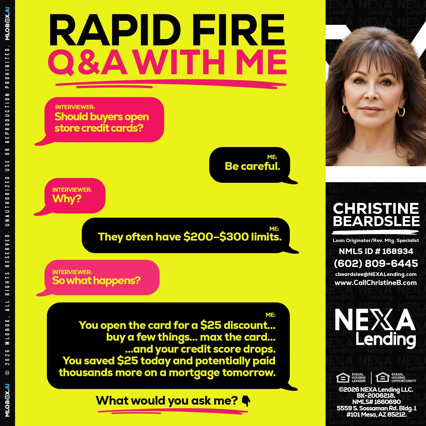 RAPID FIRE Q&A - Christine Beardslee -MLO/Executive Partner/National Recruiter/Faster/Easier/Better Rates