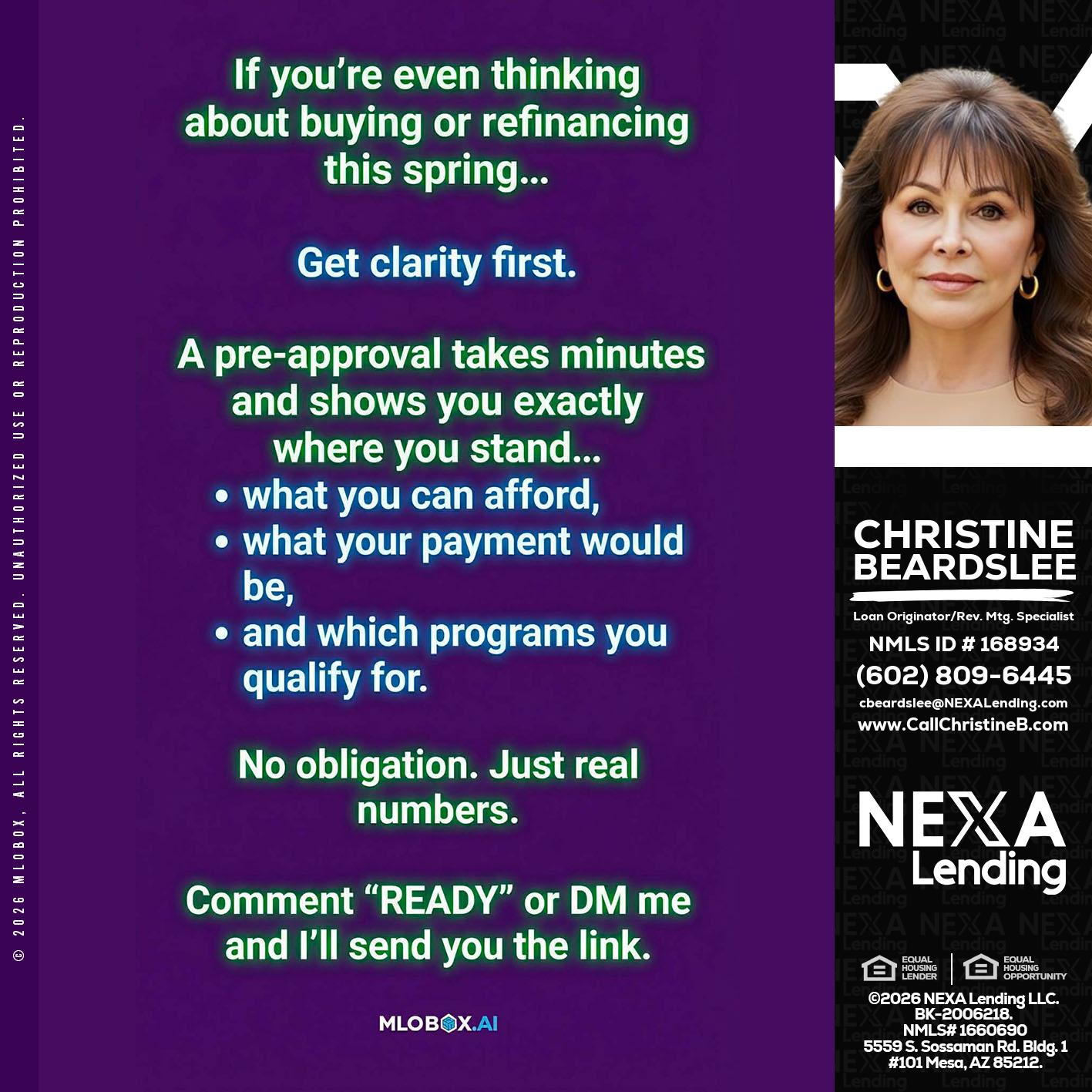 IF YOU THINKING - Christine Beardslee -MLO/Executive Partner/National Recruiter/Faster/Easier/Better Rates
