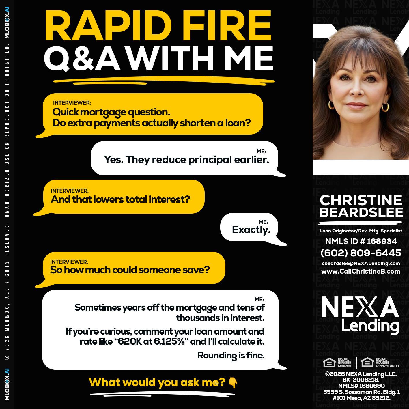 RAPID FIRE QA - Christine Beardslee -MLO/Executive Partner/National Recruiter/Faster/Easier/Better Rates
