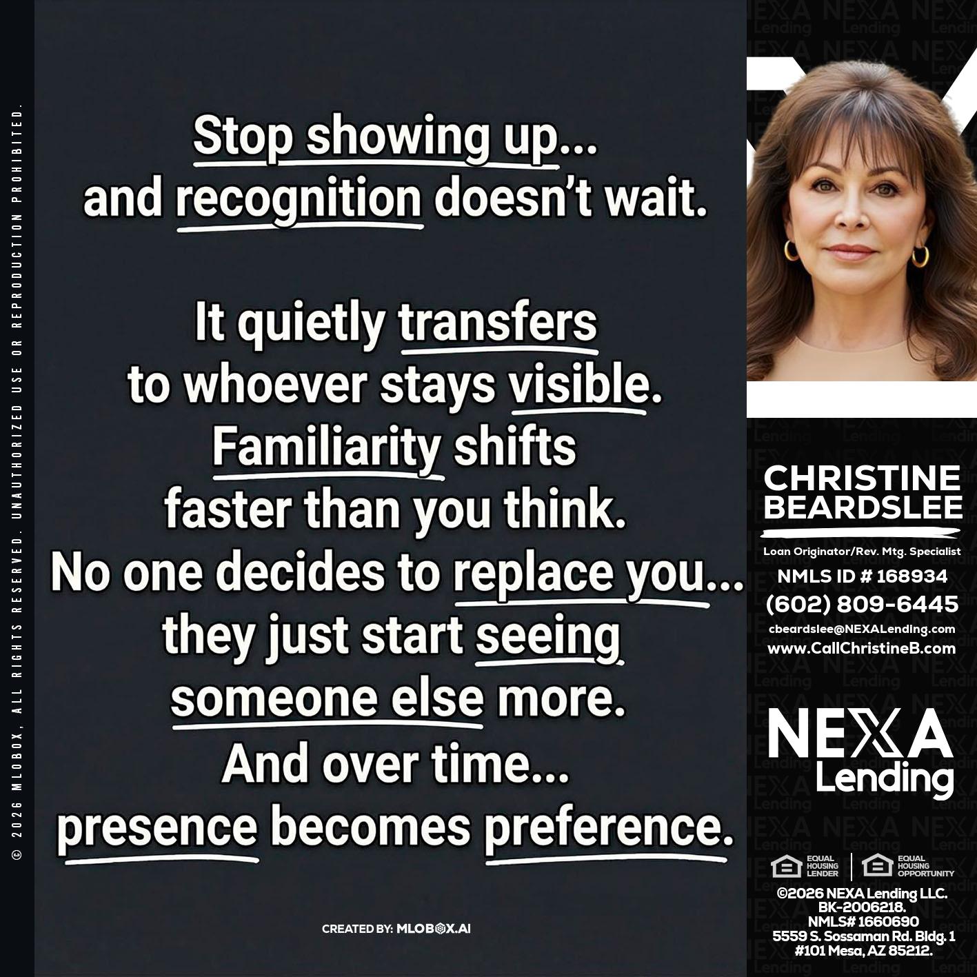 STOP SHOWING - Christine Beardslee -MLO/Executive Partner/National Recruiter/Faster/Easier/Better Rates
