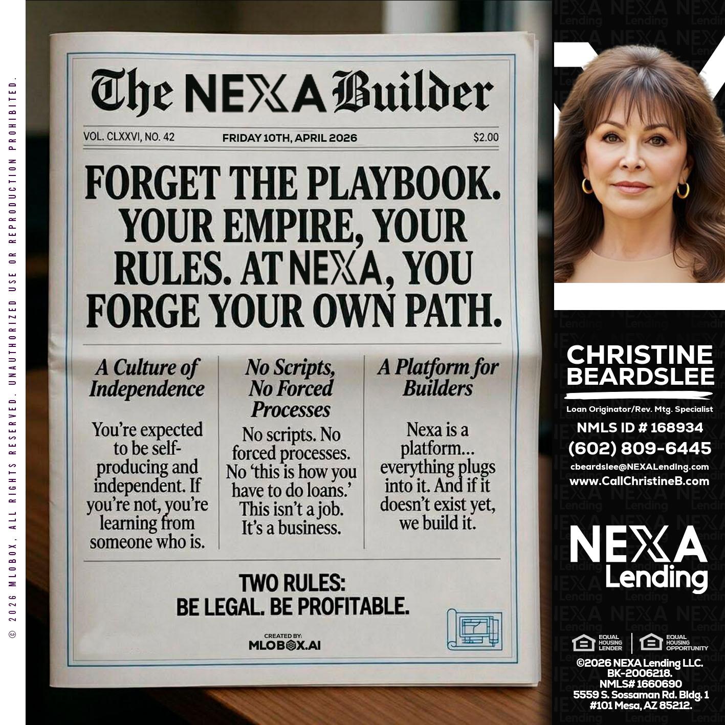 THE NEXA BUILDER - Christine Beardslee -MLO/Executive Partner/National Recruiter/Faster/Easier/Better Rates