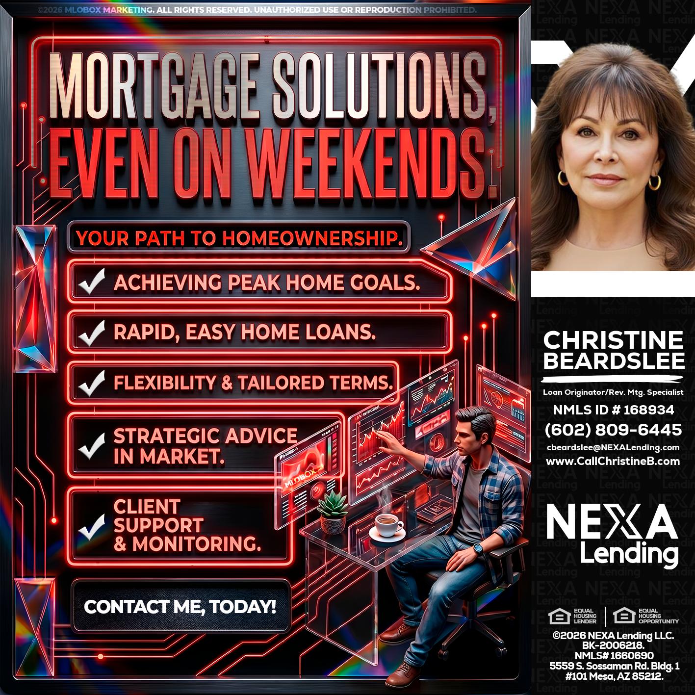 WEEKEND SOLUTIONS - Christine Beardslee -MLO/Executive Partner/National Recruiter/Faster/Easier/Better Rates