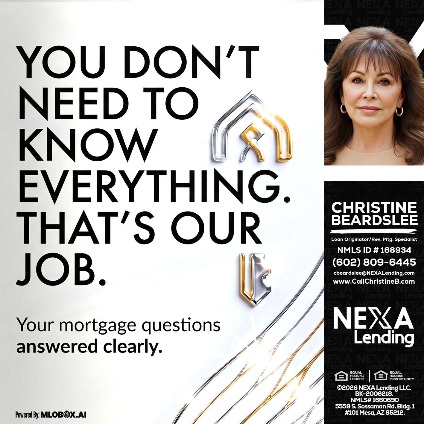 THAT IS OUR JOB - Christine Beardslee -MLO/Executive Partner/National Recruiter/Faster/Easier/Better Rates
