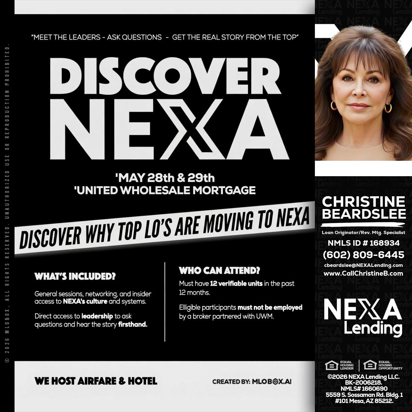 DISCOVER NEXA - Christine Beardslee -MLO/Executive Partner/National Recruiter/Faster/Easier/Better Rates