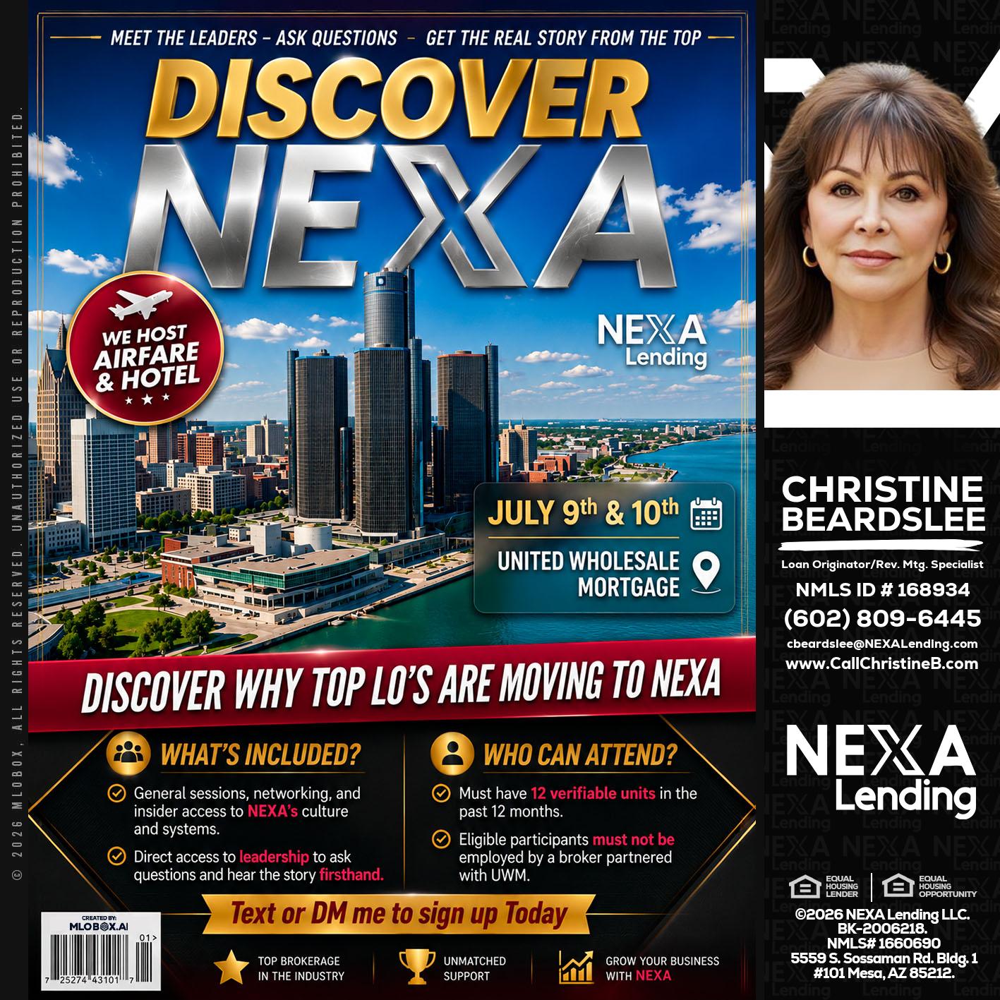 DISCOVER NEXA - Christine Beardslee -MLO/Executive Partner/National Recruiter/Faster/Easier/Better Rates