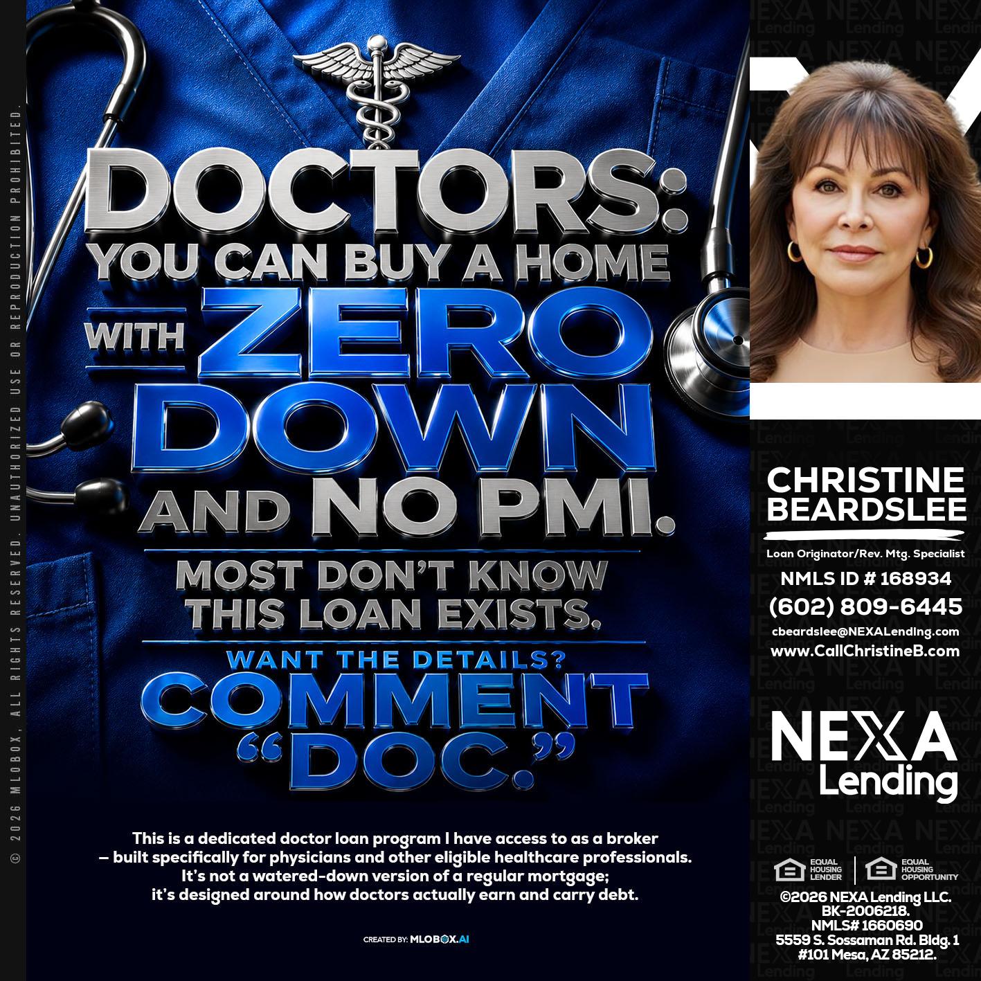DOCTORS YOU CAN BUY - Christine Beardslee -MLO/Executive Partner/National Recruiter/Faster/Easier/Better Rates
