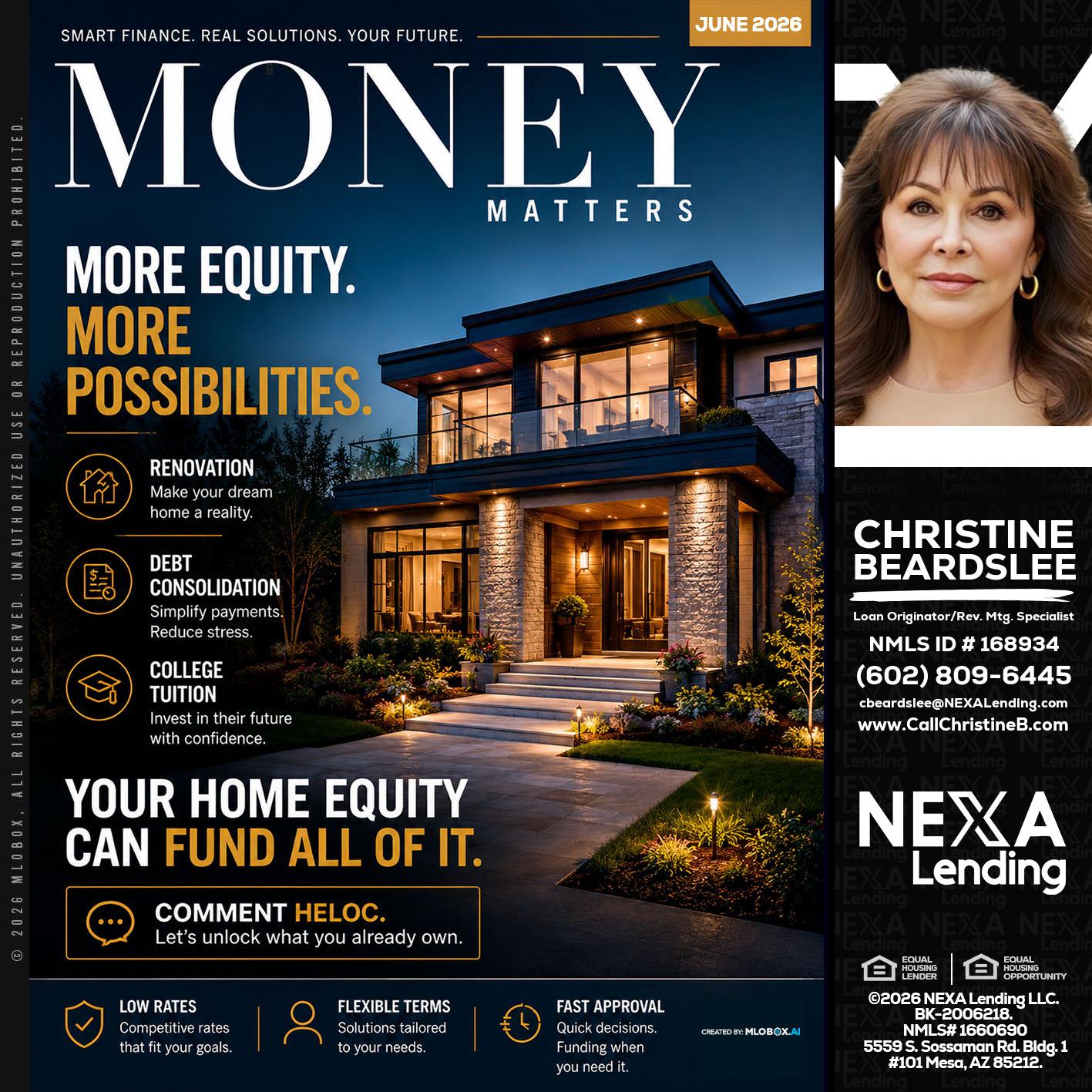 MONEY MATTERS - Christine Beardslee -MLO/Executive Partner/National Recruiter/Faster/Easier/Better Rates