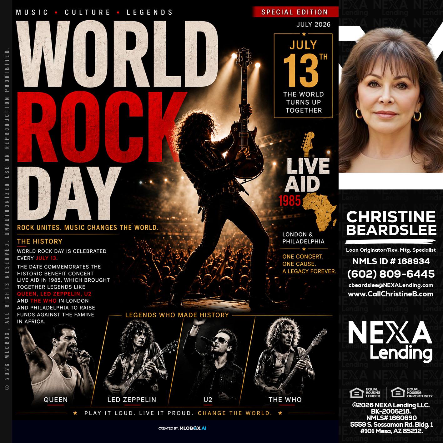 WORLD ROCK MUSIC DAY - Christine Beardslee -MLO/Executive Partner/National Recruiter/Faster/Easier/Better Rates