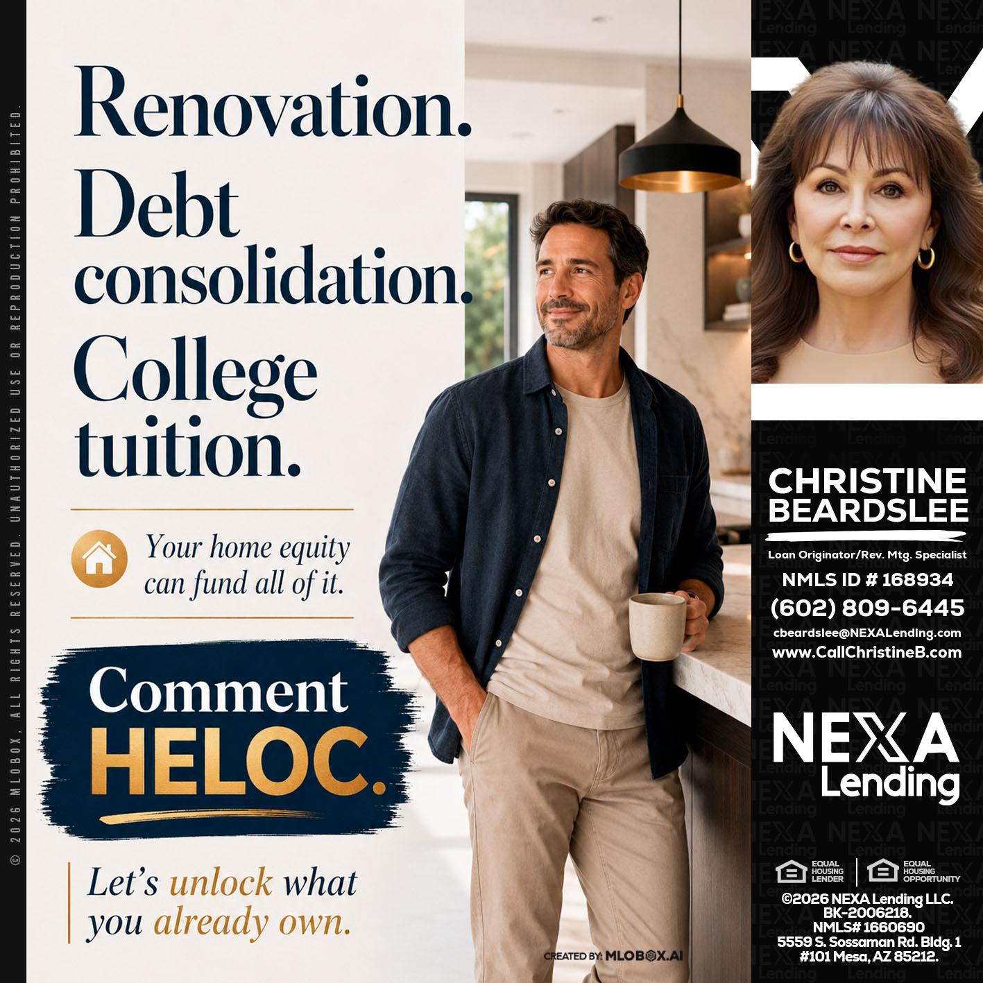 RENOVATION DEBT - Christine Beardslee -MLO/Executive Partner/National Recruiter/Faster/Easier/Better Rates