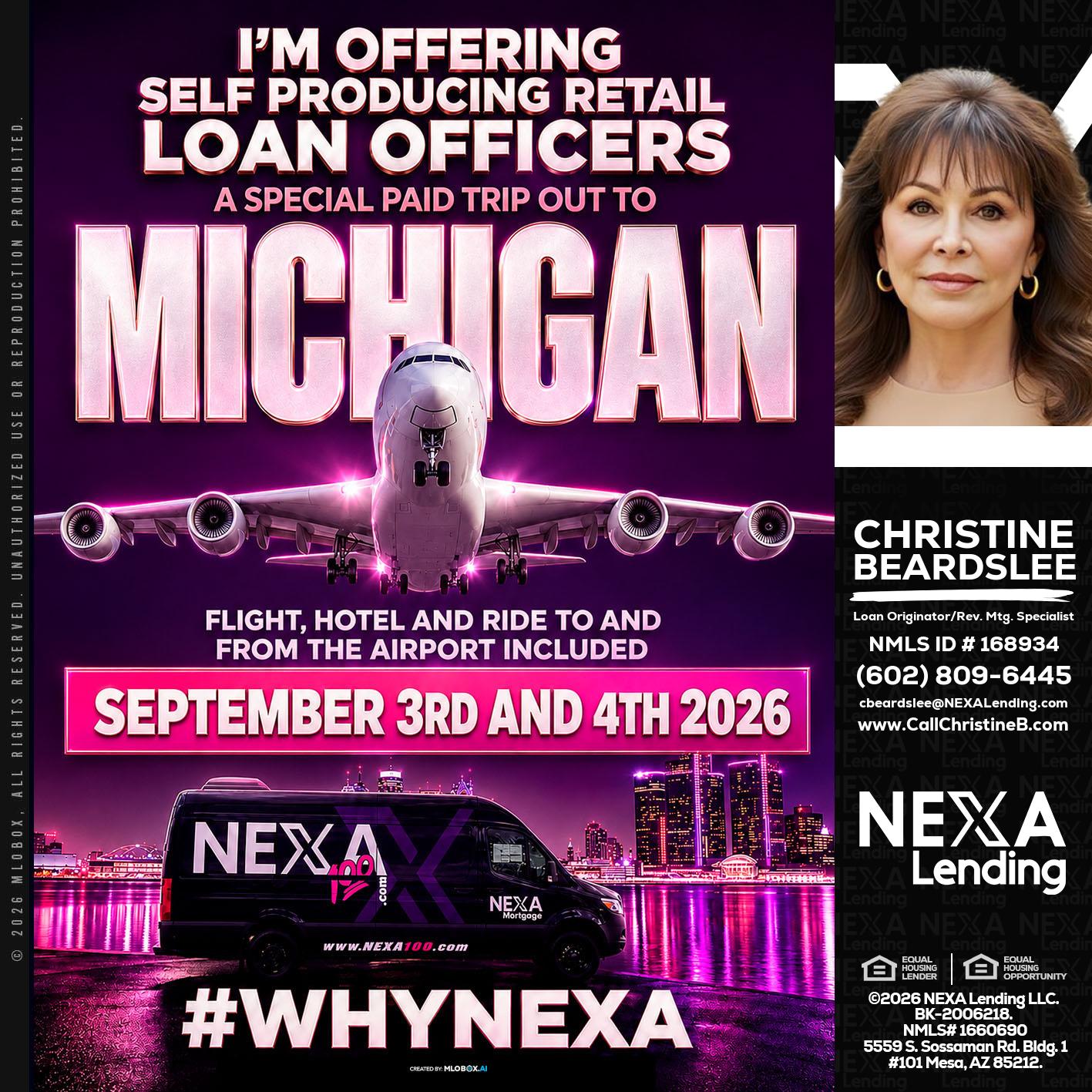 MICHIGAN TRIP - Christine Beardslee -MLO/Executive Partner/National Recruiter/Faster/Easier/Better Rates
