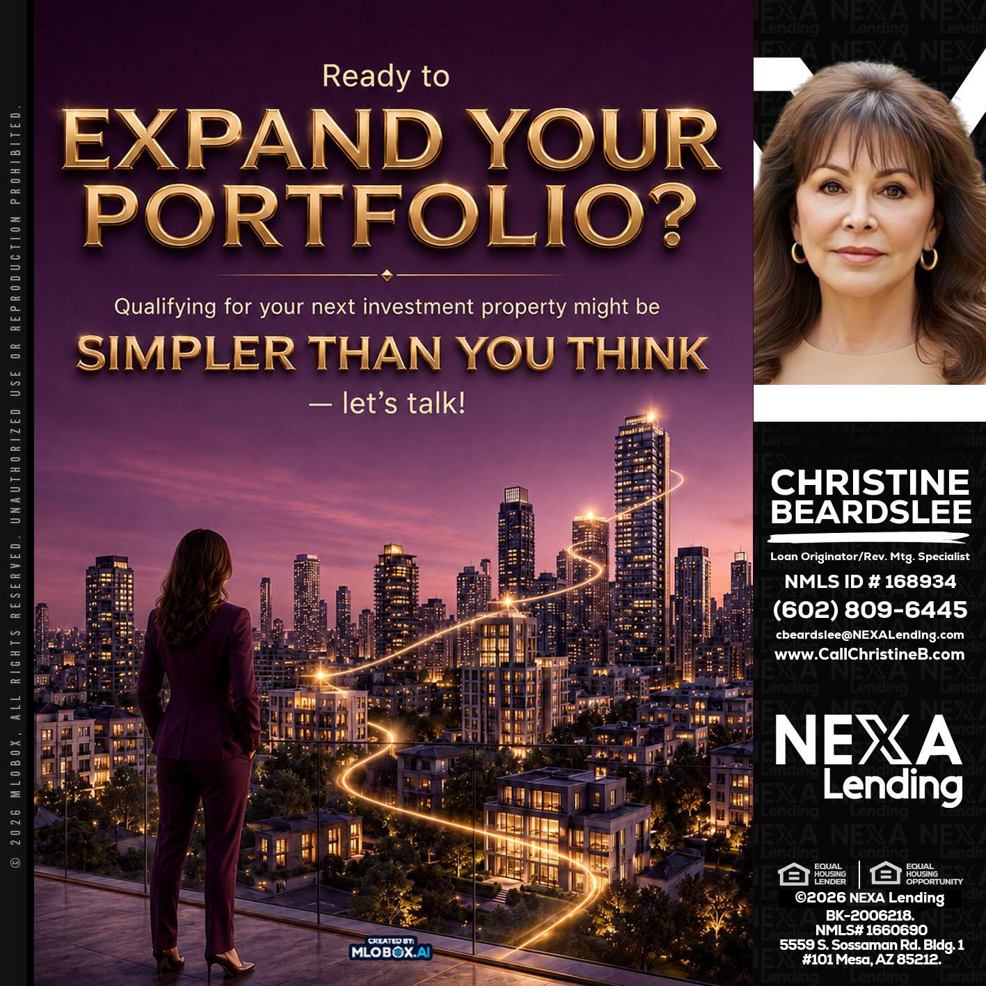EXPAND YOUR PORTFOLIO - Christine Beardslee -MLO/Executive Partner/National Recruiter/Faster/Easier/Better Rates