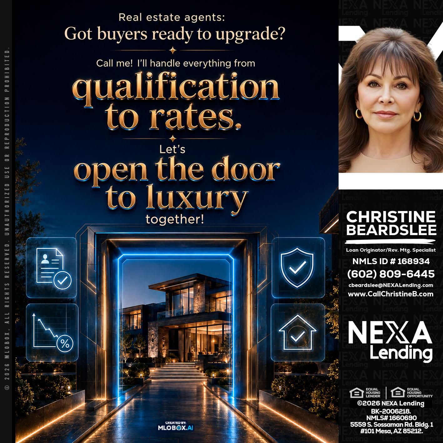 QUALIFICATION TO RATES - Christine Beardslee -MLO/Executive Partner/National Recruiter/Faster/Easier/Better Rates