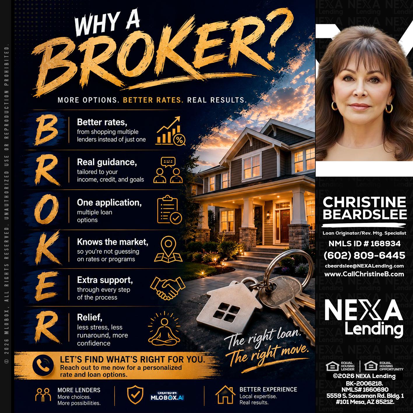 WHY A BROKER? - Christine Beardslee -MLO/Executive Partner/National Recruiter/Faster/Easier/Better Rates