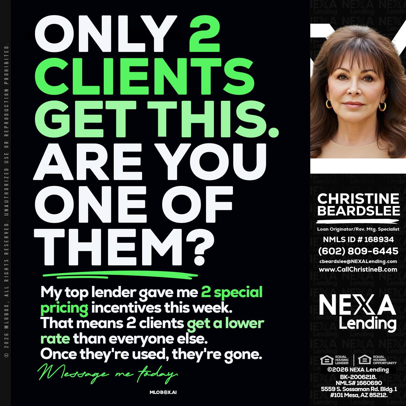 ONLY 2 CLIENTS - Christine Beardslee -MLO/Executive Partner/National Recruiter/Faster/Easier/Better Rates
