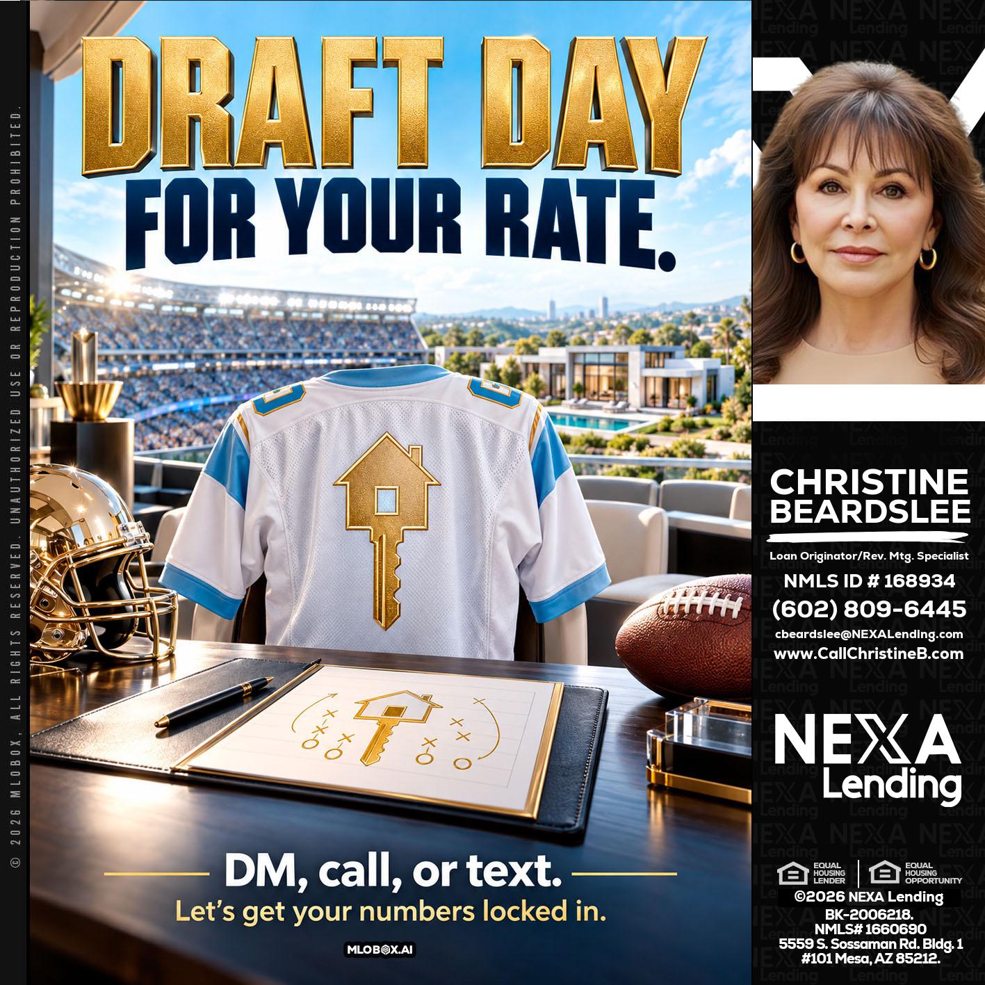 DRAFT DAY - Christine Beardslee -MLO/Executive Partner/National Recruiter/Faster/Easier/Better Rates