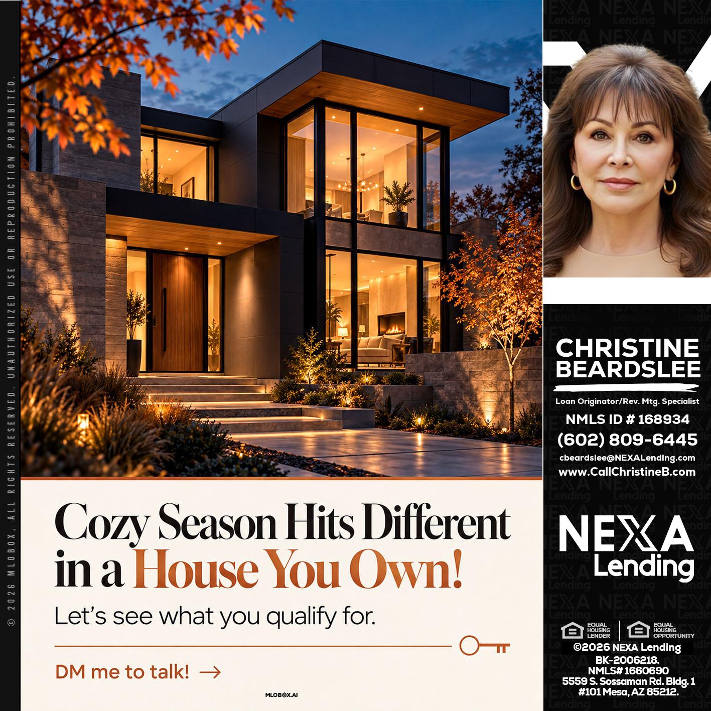 COZY SEASON - Christine Beardslee -MLO/Executive Partner/National Recruiter/Faster/Easier/Better Rates