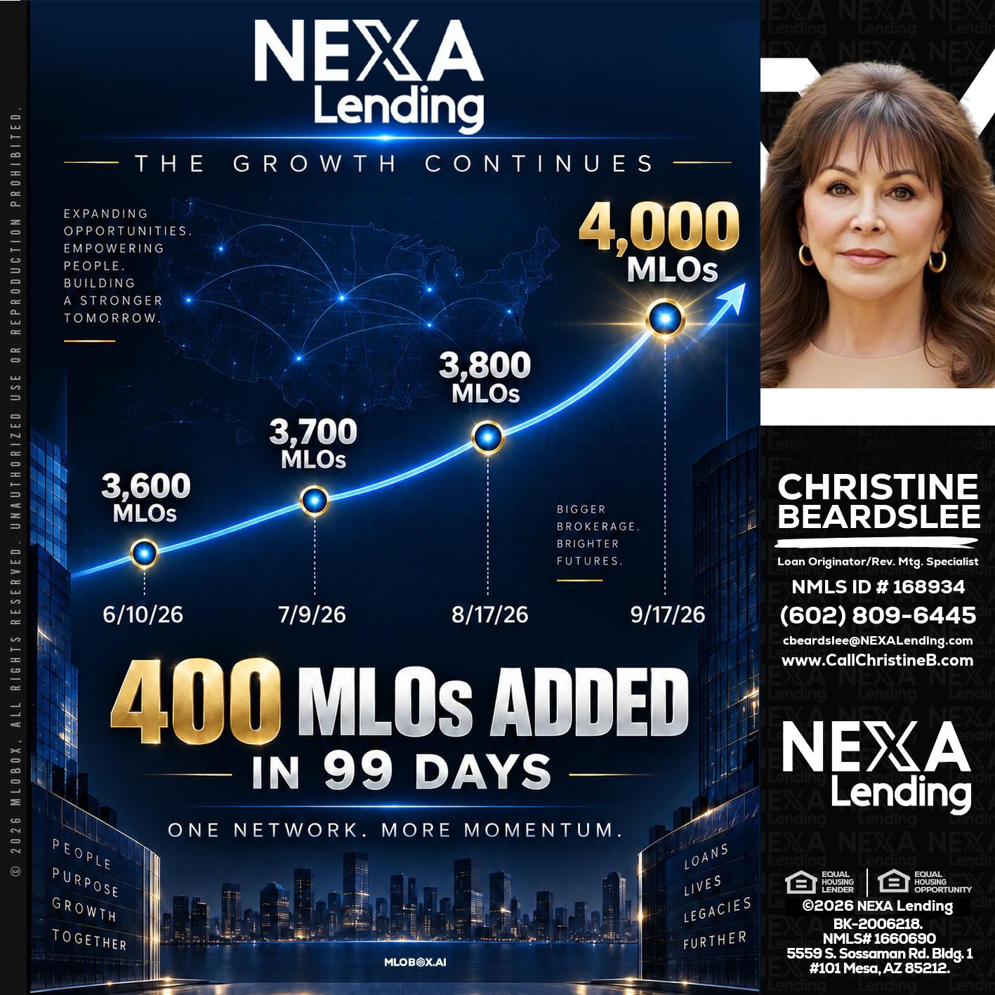 NEXA Lending 4000 MLOs - Christine Beardslee -MLO/Executive Partner/National Recruiter/Faster/Easier/Better Rates