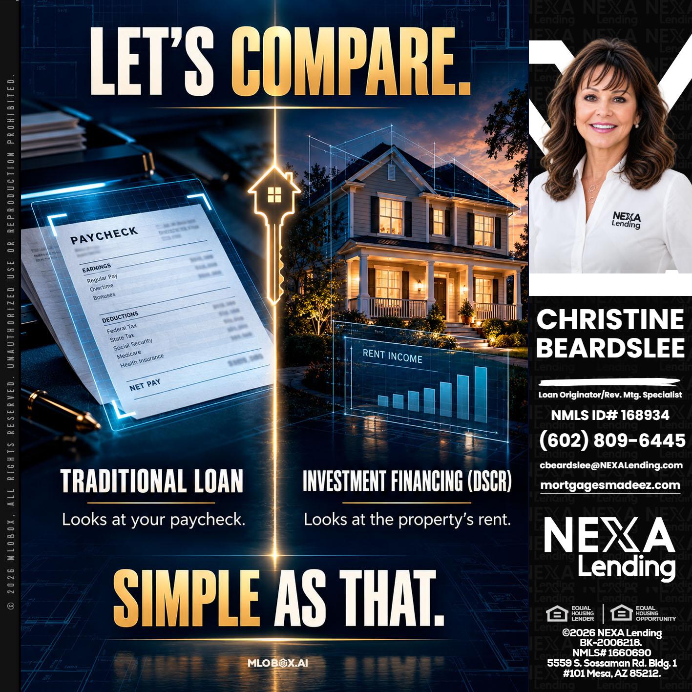 lets compare - Christine Beardslee -MLO/Executive Partner/National Recruiter/Faster/Easier/Better Rates