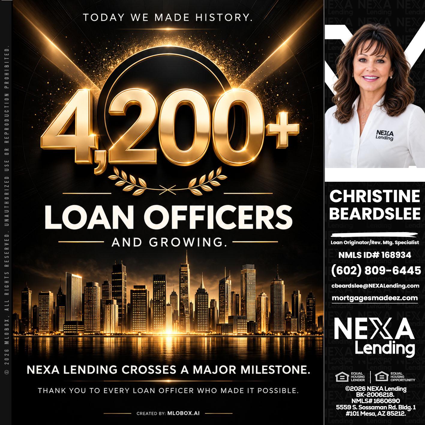 4200+. MLOs - Christine Beardslee -MLO/Executive Partner/National Recruiter/Faster/Easier/Better Rates